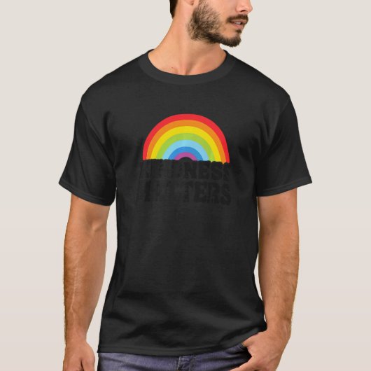 いじめ反対ヒッピーレトロ教師レインボー優しさ Tシャツ (正面)