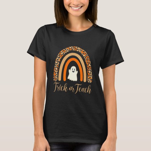 いたずらか教えるか おもしろい先生 ハロウィン Tシャツ (正面)