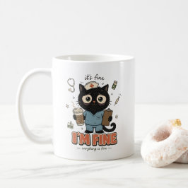 いたずらっこい黒猫看護師のサバイバルモード コーヒーマグカップ