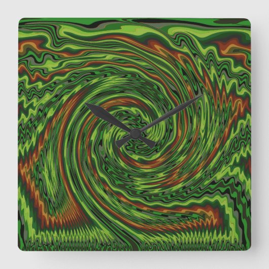 いたずらっぽいツイスト スクエア壁時計 (正面)