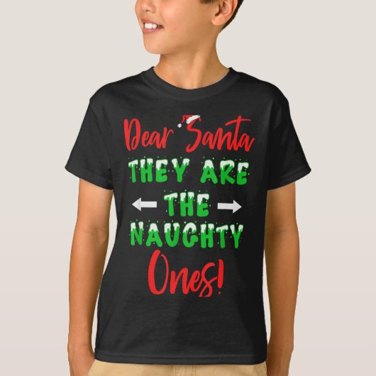 いたずらっ子たちです おもしろい クリスマス Tシャツ (正面)