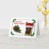 いたずらっ子のジャーマンシェパードのクリスマスカード カード (黄色い花)