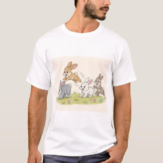 いたずらっ子ウサギの leapfrog – かわいいキャラクターのウサギTシャツ Tシャツ