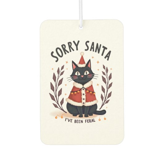 いたずらっ子クリスマス 黒猫のサンタへの謝罪 カーエアーフレッシュナー (正面)