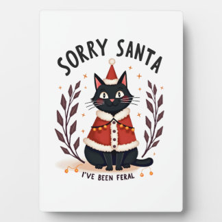 いたずらっ子サンタに謝ろう 黒猫クリスマス フォトプラーク