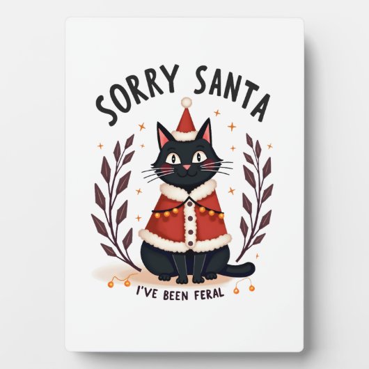 いたずらっ子サンタに謝ろう 黒猫クリスマス フォトプラーク (正面)