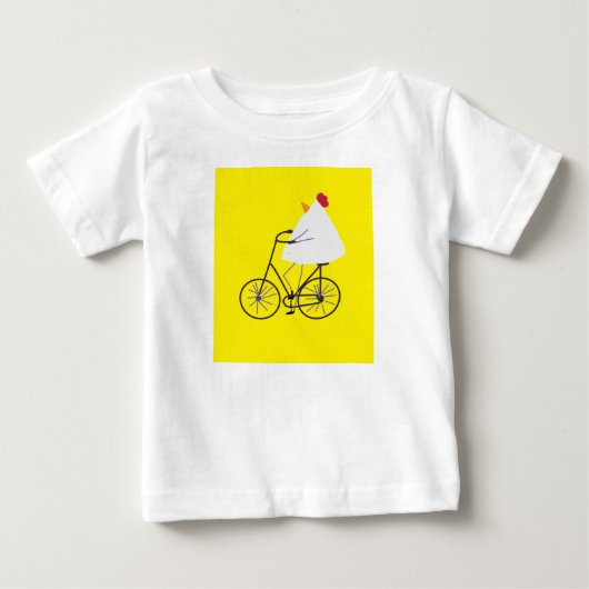 いたずらっ子ニワトリのバイカー ベビーTシャツ (正面)
