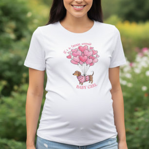 いたずらっ子赤ちゃん女の子ダックスフントの性別発表 トライブレンドＴシャツ