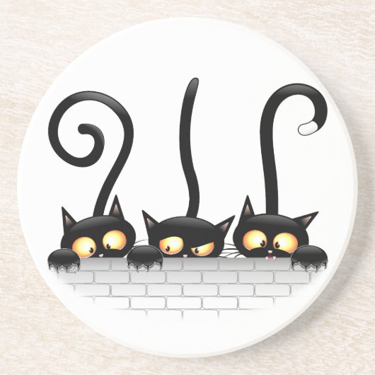 いたずらで遊び好きでおもしろい猫のキャラクター コースター (正面)