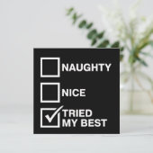 いたずらと良い子のリストでベストを尽くしたサンタ 面白いクリスマス シーズンカード (スタンド正面)