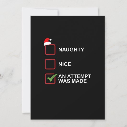 いたずらと親切な試み 面白いクリスマスリスト シーズンカード (正面)