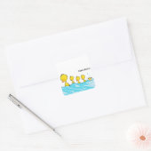 いたずらなアヒルの子が水しぶきをあげる スクエアシール (封筒)