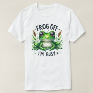 いたずらなカエルのTシャツ 私は忙しい グラフィック 引用Tシャツ Tシャツ