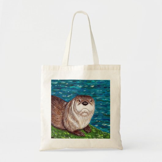 いたずらなカワウソの絵 トートバッグ (正面)