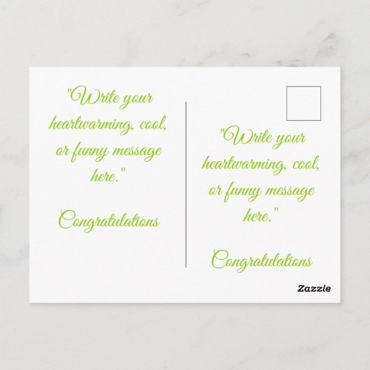 いたずらなグリーン カスタマイズ可能 ポストカード (裏面)