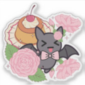 いたずらなコウモリと可愛いキャラメルプリン シール (正面)