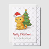 いたずらなトラ猫の赤い帽子のクリスマスツリー用インサート ベラム紙招待状 (オフセット (招待状))