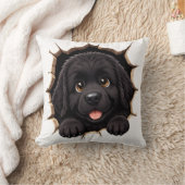 いたずらなニューファンドランドの子犬 クッション (ブランケット)