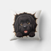 いたずらなニューファンドランドの子犬 クッション (裏面)