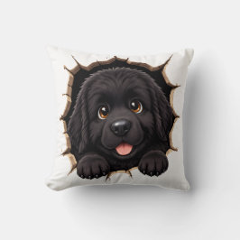 いたずらなニューファンドランドの子犬 クッション