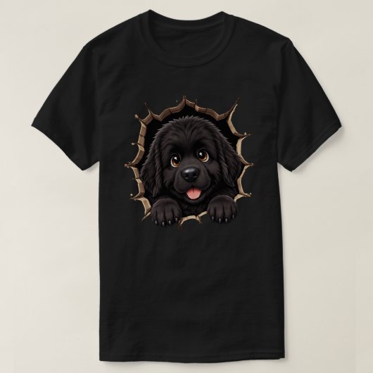 いたずらなニューファンドランドの子犬 Tシャツ (デザイン正面)