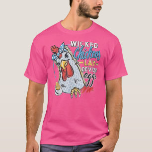 いたずらなニワトリはデビルズエッグを産む ニワトリ Tシャツ