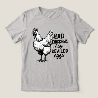いたずらなニワトリは悪魔の卵を産む 面白い農場のニワトリ トライブレンドＴシャツ