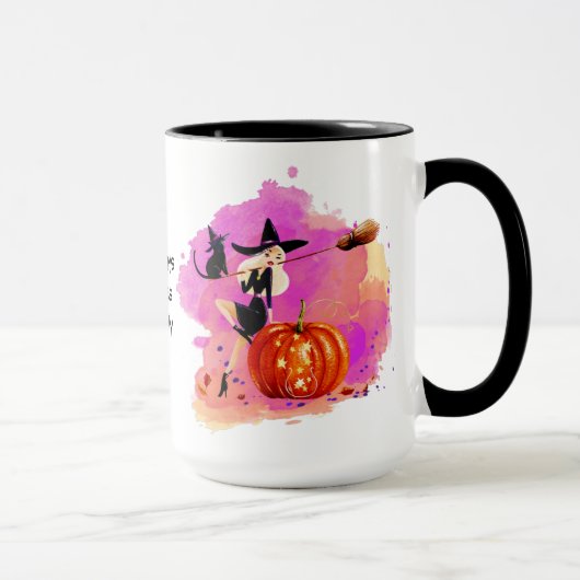 いたずらなハロウィンの魔女と猫 マグカップ (右)