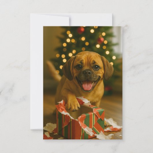 いたずらなパグルのクリスマスカード 招待状 (正面)