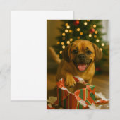 いたずらなパグルのクリスマスカード 招待状 (正面/裏面)