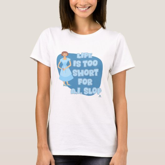 いたずらな人生は短すぎる反スローガン Tシャツ (正面)