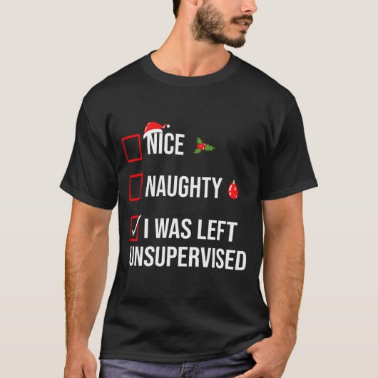 いたずらな左の無人化 楽しいクリスマス Tシャツ (正面)