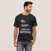 いたずらな左の無人化 楽しいクリスマス Tシャツ (正面フル)