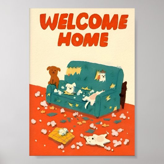 いたずらな犬のイラスト ポスター (正面)