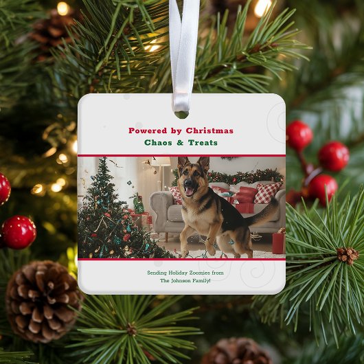 いたずらな犬の写真 クリスマスの贈り物 セラミックオーナメント