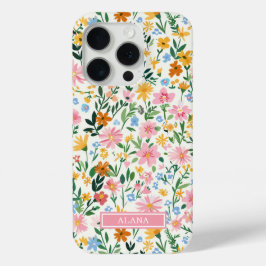 いたずらな花のガーデンモノグラム iPhone 15 PROケース