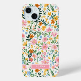 いたずらな花のガーデンモノグラム iPhone 15 MINIケース