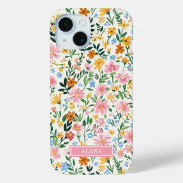いたずらな花のガーデンモノグラム iPhone 15ケース