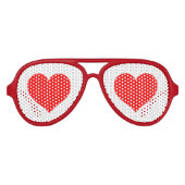 いたずらな赤いハート 面白い アビエーターサングラス (正面)