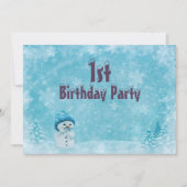 いたずらな雪だるまのクリスマスシーンの1歳の誕生日 招待状 (正面)