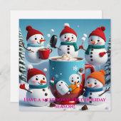 いたずらな雪だるまのホリデーカード シーズンカード (正面/裏面)