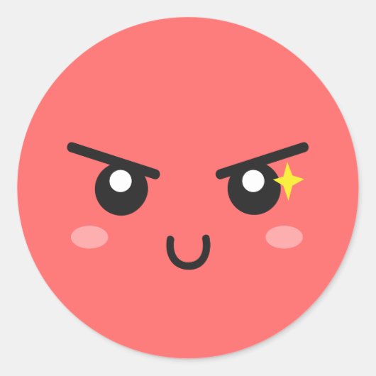 いたずらな顔と悪意のある輝き ラウンドシール (正面)