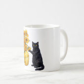 いたずらな黒猫のひまわりアート – ヴァン・ゴッホ コーヒーマグカップ (正面右)