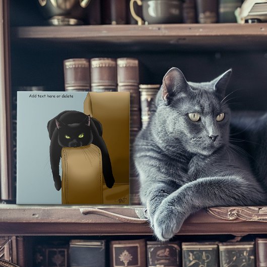 いたずらな黒猫の面白い疲れたユーモア ブルー タイル