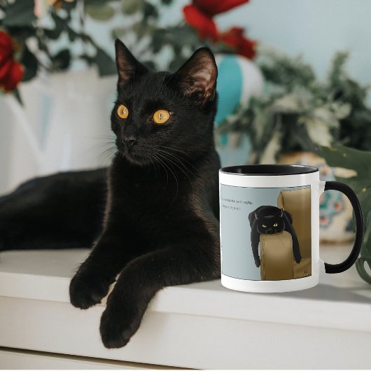 いたずらな黒猫の面白い疲れたユーモア ブルー マグカップ