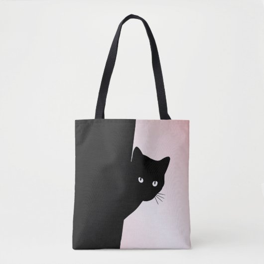 いたずらな黒猫 ピンク トートバッグ (正面)