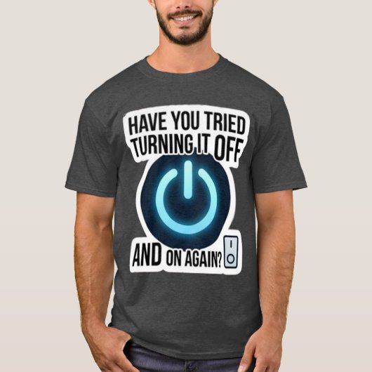 いたずらなITサポート「再起動してみた?」 Tシャツ (正面)