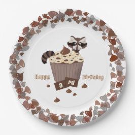 いたずらアライグマのチョコチップボーダー ペーパープレート