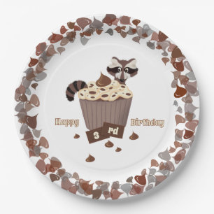 いたずらアライグマのチョコチップボーダー ペーパープレート