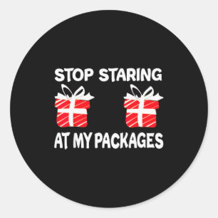 いたずらクリスマスのおかしなパッケージを見つめるのはやめて Funny Christmas Naug ラウンドシール